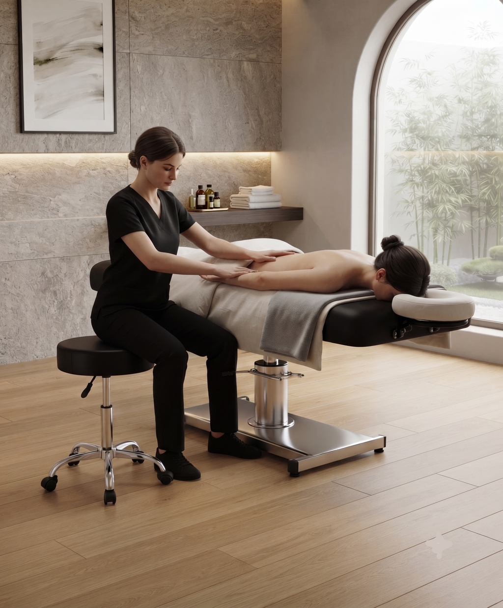 Tabouret de Massage à Roulettes Réglable